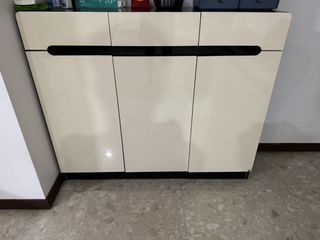 Creamy White Shoe Cabinet with Black Accents