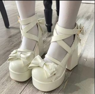 White cream lolita cosplay heels