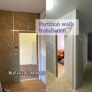 Partition wall installation /partition walls cutting / living room partition walls / kitchen partition walls installation / door installation / Dismantled & Disposal / Hacking / painting / partition wall painting / Condo,HDB, BTO house painting