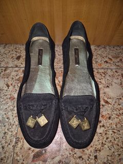 Louis Vuitton Black Suede Loafers with LV Cube Detail