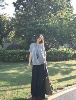 Grey off shoulder top