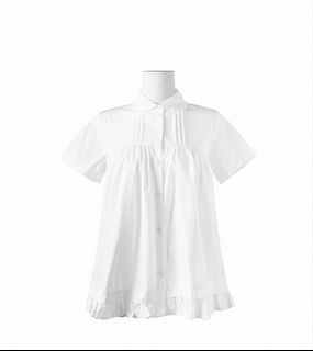 White Ruffle Hem Top