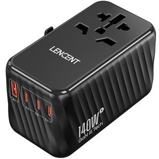 LENCENT 140W Universal Travel Adapter, International Plug Adaptor, GaN Fast Charger with 3 PD3.1 Typ