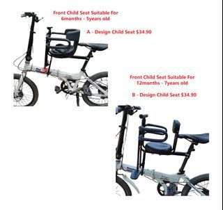 Bicycle Kids Front Cushion Child Seat Safety Foot Pedal Handrail Guard Support Seats - MTB / Foldies / Java / Sava / MOBOT Accessories