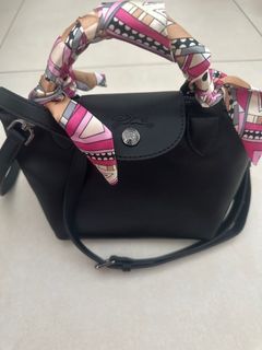Longchamp Le Pliage Cuir Handbag with Scarf