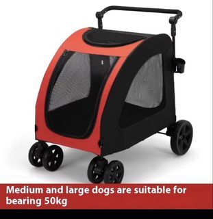 Pet Stroller for Medium/Large Dogs - Red/Black