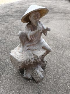Vintage Stone Statue of Man with Hat