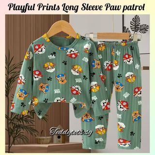 Kids pyjamas Playful Prints Paw patrol green cotton material