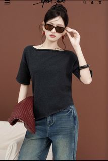 BNWT SOAH SLANTED KNIT TOP (CHARCOAL) Size M