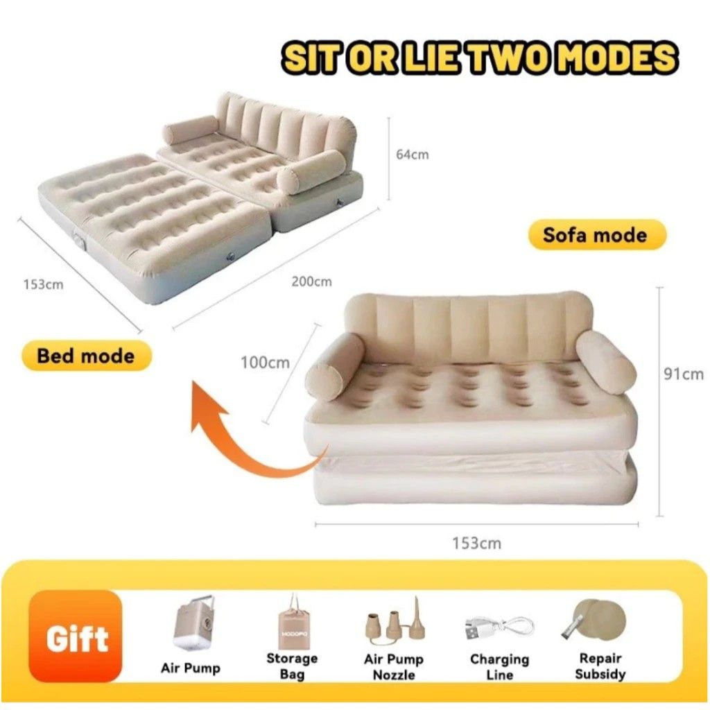 🇸🇬 [SG INSTOCKS] Folding Inflatable Sofa Bed Outdoor | Portable Air Sofa Bed | Camping Inflatable Couch | Outdoor Lazy Air Sofa Bed | Travel Inflatable Bed Chair | Beach Camping Air Sofa (Category: Sofas) located in Singapore. Submitted by primenest (Listing ID 1433809577, Image 8). Description: LOCAL SELLER | INSTOCKS | FAST DEAL • Foldable Inflatable Sofa Bed Design • Comfortable Outdoor Air Sofa • Lightweight & Portable for Travel • Easy to 