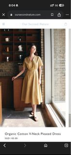 Our Second Nature Organic Cotton V-Neck Pleated Dress