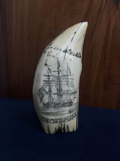 Scrimshaw-Style Whale Tooth Decor – USS Chesapeake / James Lawrence