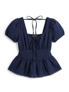 Navy Blue Peplum Top