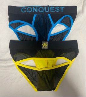 Conquest Men's Mesh Underwear - Black & Blue/Yellow