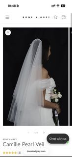 Bone & Grey Camille Pearl Veil White Wedding ROM