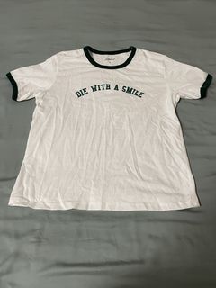 FOS (Factory Outlet Store) x oldskool Collaboration — “Die with a smile” White T-Shirt — Women’s Regular Fit Graphic Tee