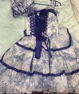 Lolita Dress - Blue and White Floral Print