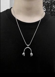 Silver Headphones unisex y2k Necklace
