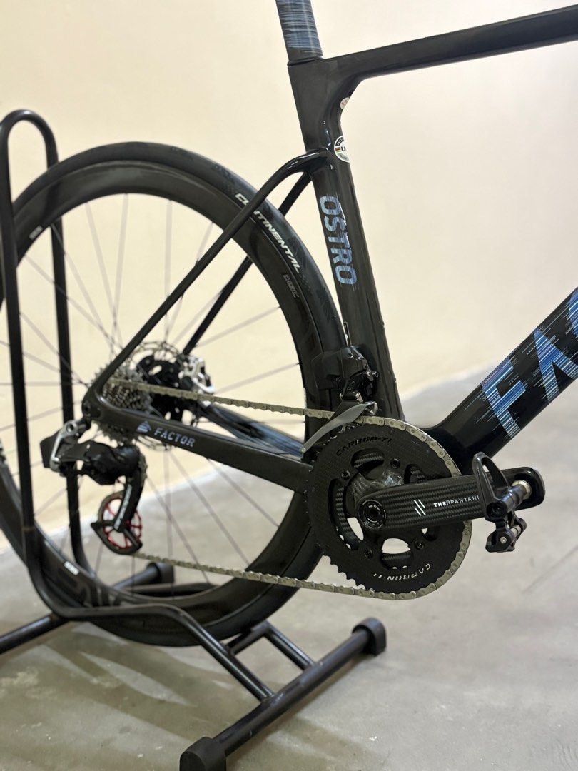 <54> Factor Ostro Vam SRAM Red Full Aero Carbon Roadbike + SRAM Red Axs D1 Etap Groupset + Ceramic Speed OSPW + Carbon Ti Chainrings + Enve SES 3.4 Disc Carbon Wheelset (Chris King hubs) | Ready Instock | Pristine condition | Band new and used parts mixed (Category: Bicycles) located in Singapore. Submitted by echocycling (Listing ID 1435332416, Image 3). Description: 📌 Specs • Frame: Factor Ostro VAM • Condition: Almost new • Weight: ~7.0kg (fu