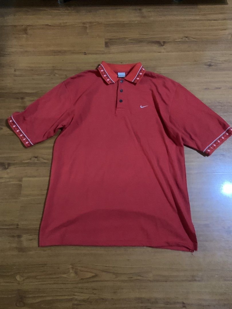 nike red thirfted button up polo (Category: Tshirts & Polo Shirts) located in Singapore. Submitted by izh4n (Listing ID 1430577888, Image 1). Description: thrifted rfs,clear my closet 5$ delivery.