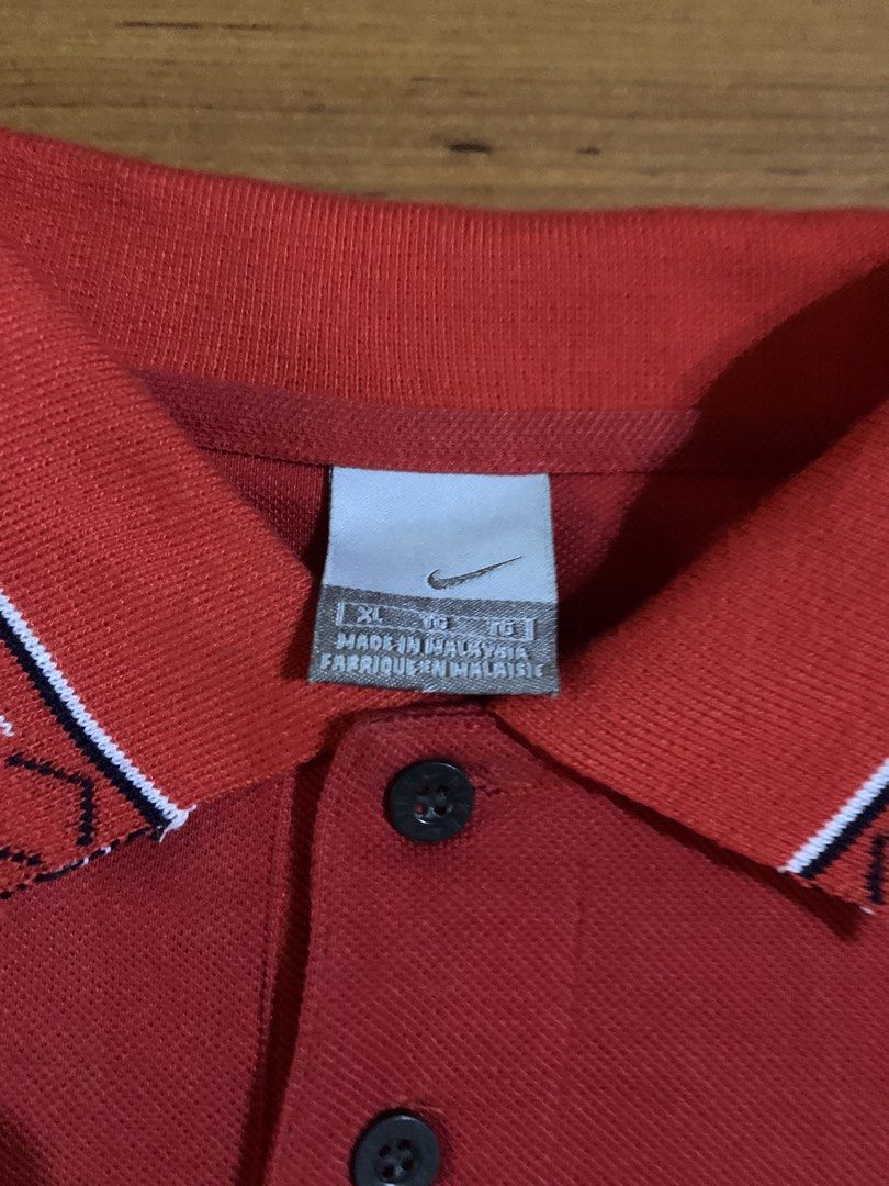 nike red thirfted button up polo (Category: Tshirts & Polo Shirts) located in Singapore. Submitted by izh4n (Listing ID 1430577888, Image 2). Description: thrifted rfs,clear my closet 5$ delivery.