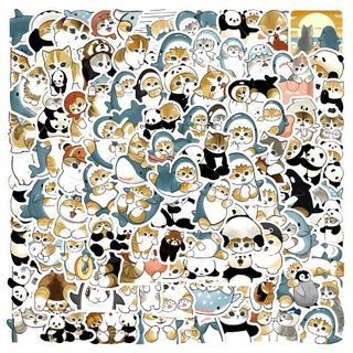 25/50/75/100 pcs Mofusand Shark Panda Cat Waterproof Vinyl PVC Graffiti Stickers Label Decal Luggage Helmet Bike Laptop Phone Suitcase Water Bottle Guitar Skateboard