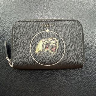 Givenchy Monkey Brothers Zip Around Coin Purchase Card Wallet Leather Black Purse Pouch