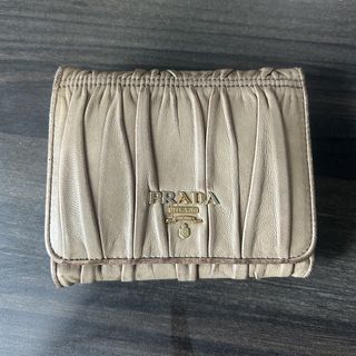 Authentic Prada Trifold Ruched Leather Wallet