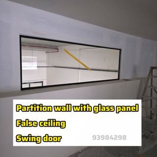 Professional partition wall installation/partition wall with glass panel/sliding door & window, swing door & window/box up/L shape partition/painting/touch up plaster/false ceiling install/office,industrial,commercial,shop partition wall install/instant