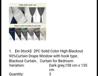 Solid Color High Blackout Curtains - Dark Grey