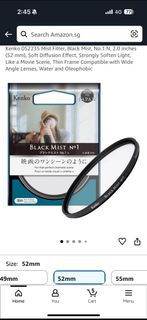 Authentic Japan Kenko Black Mist No.1 Filter Camera lens lenses effect soft blur light 52mm fujifilm sony canon