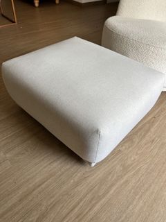 Hipvan Milan Ottoman | Modern Designer Footstool / Pouf / Fabric Lounge Stool in Cream Beige Off White
