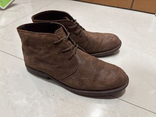 Italian Leather Boots - Brown Suede Vintage-Wash Distressed Style Shoes Mantova