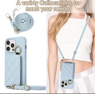 iPhone 15pro Case with Strap - Light Blue