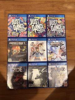 ($14 each) PS4 game  Just dance 2017 / Just dance 2014 / Just dance 2015 / Minecraft / Tales of Zestiria / Warriors Orochi 4 / Ride 3 / The last guardian / Dragonball xenoverse 2
