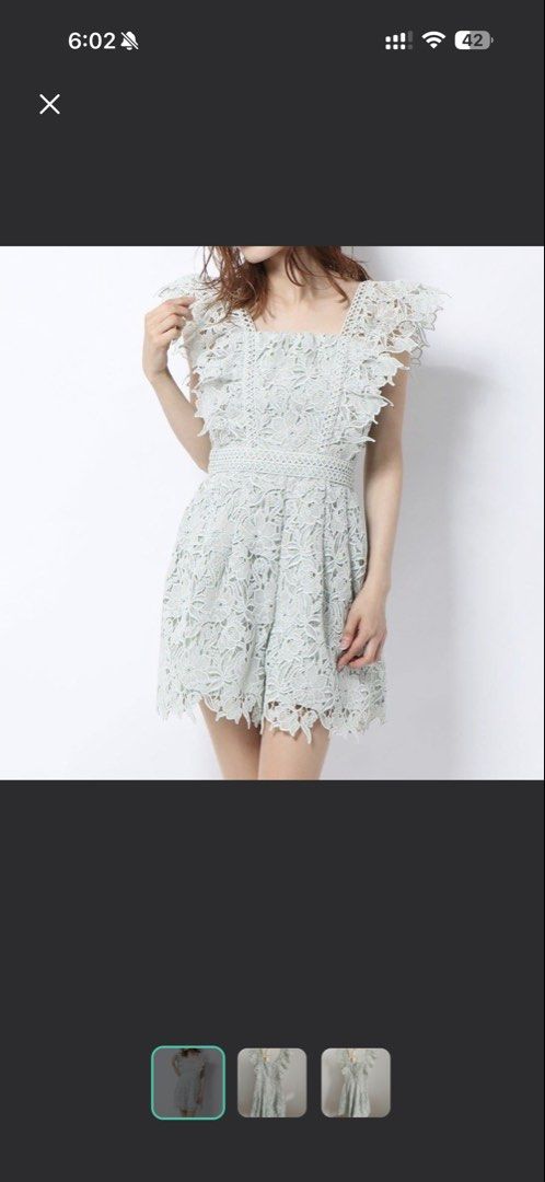 SNIDEL Lace Romper - Mint Green (Category: Rompers) located in Singapore. Submitted by btc2020 (Listing ID 1438427565, Image 5). Description: - like new SNIDEL lace romper - Mint green color - Features delicate floral lace - Flattering fit - Convenient back zipper - from this famous Japanese brand snidel - Perfect for special occasions or everyday wear.