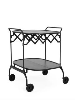 Brand New Kartell Gastone Trollet (Stainless Steel) Black Shelf Rolling Wardrobes Bookcases Cabinet Display Shelving Unit Movable Mobile Shoe Racks Holder Shade Desk Desktop Table Shelf House Housing Life Lifestyle Premium Shelf Bedroom Kitchen Toilet