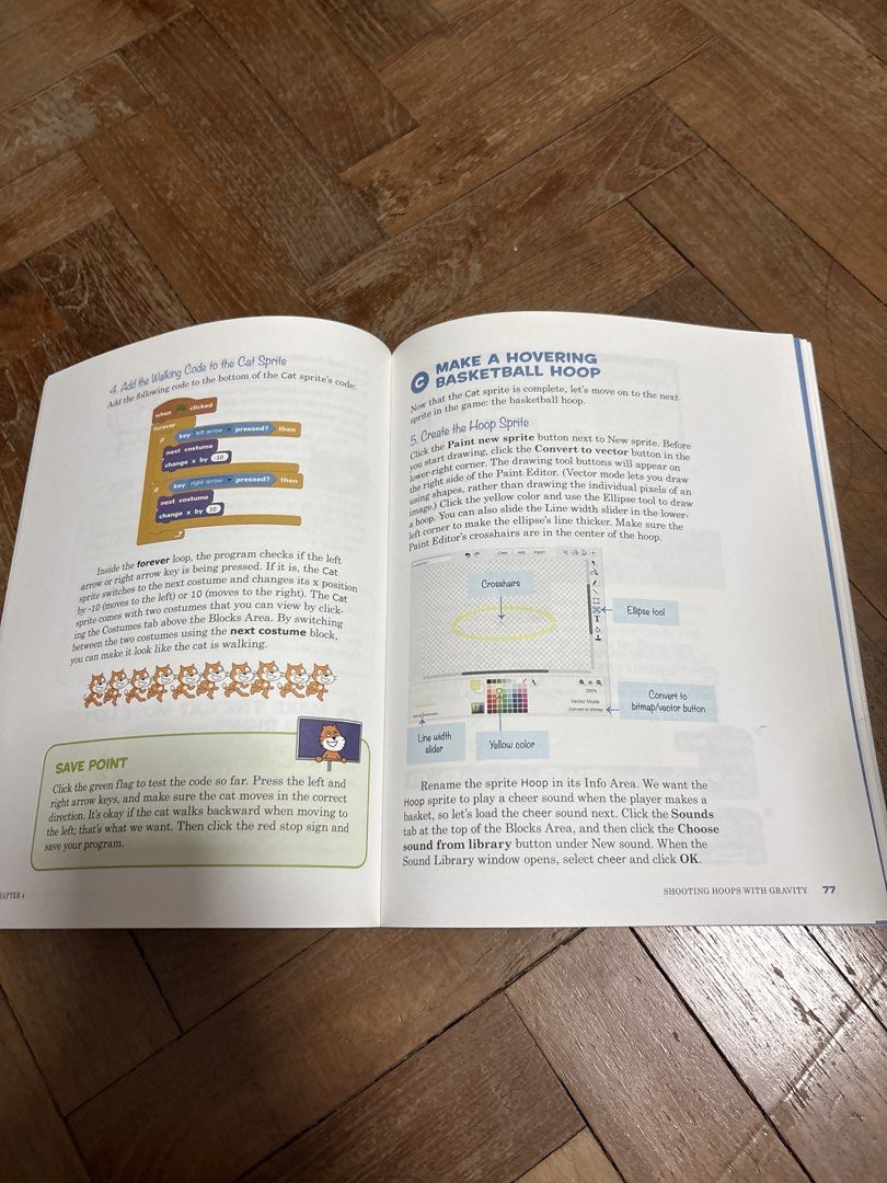 Scratch Programming Playground Book (Category: Children's Books) located in Singapore. Submitted by silentbear.3416 (Listing ID 1438630442, Image 3). Description: - Original price $43 as seen in picture - Learn to program by making cool games with this Scratch Programming Playground book. - Includes instructions, review questions, and creative coding challenges. - Perfect for beginners aged 10+. Includes examples like Fruit Slicer and Brick Break