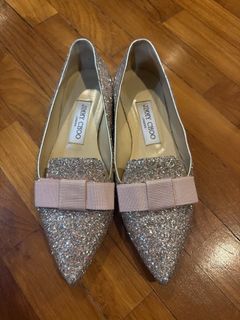 Jimmy Choo Glitter Flats with Bow