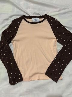 NakedByV Brown&Pink Star Sleeve Top