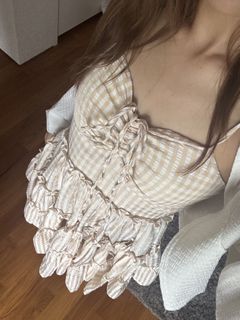 Padded Gingham Tiered Mini Sun Dress