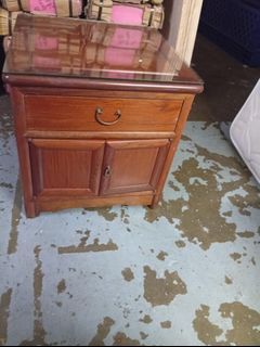 Sturdy Wooden Nightstand with Glass Top - 2 units