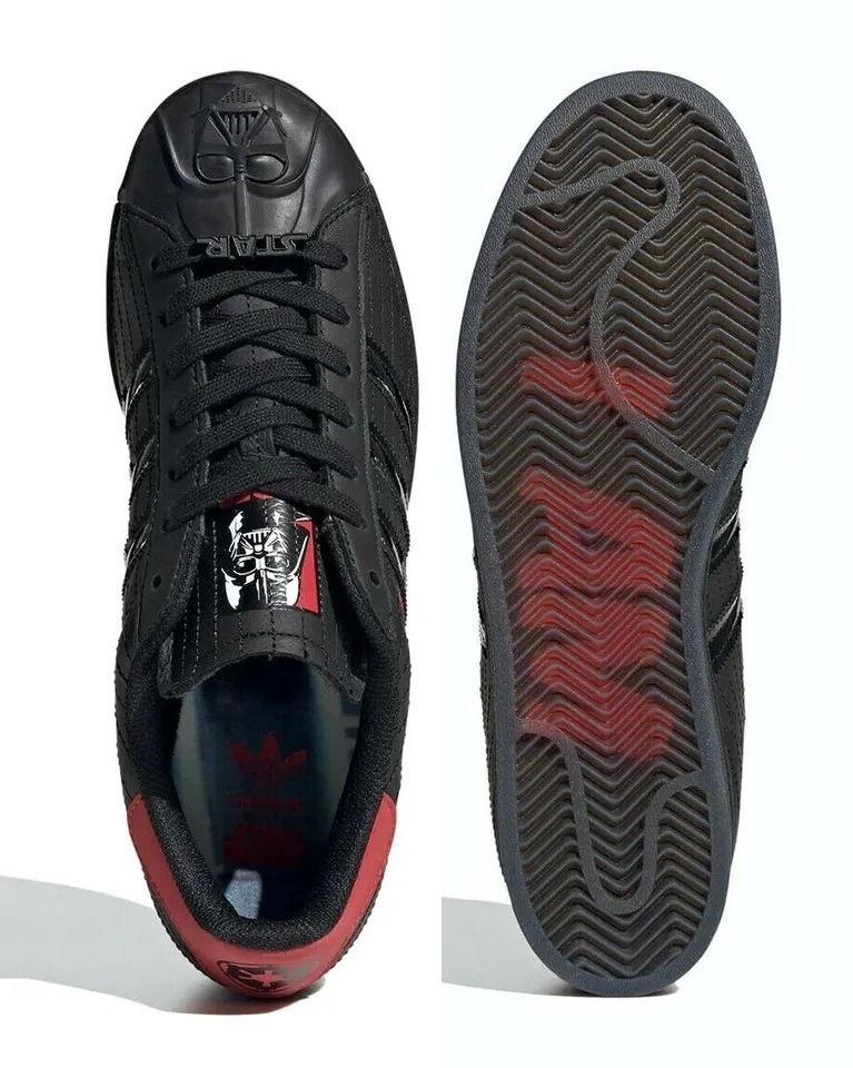 Adidas Superstar X Darth Vader (Star Wars) BNIB (Category: Sneakers) located in Singapore. Submitted by sgshop4u (Listing ID 1439677913, Image 3). Description: Collector's Item. Direct from Adidas Official Store SG. Superstar Series. Limited Edition Star Wars Collection. Brand New. Unused. Kept as collectible. Size: US8 / UK7.5 / EU 41 Actual length of inner sole is 265 mm. Please compare this to yours to make sure it’s correct as NO TRYING allow