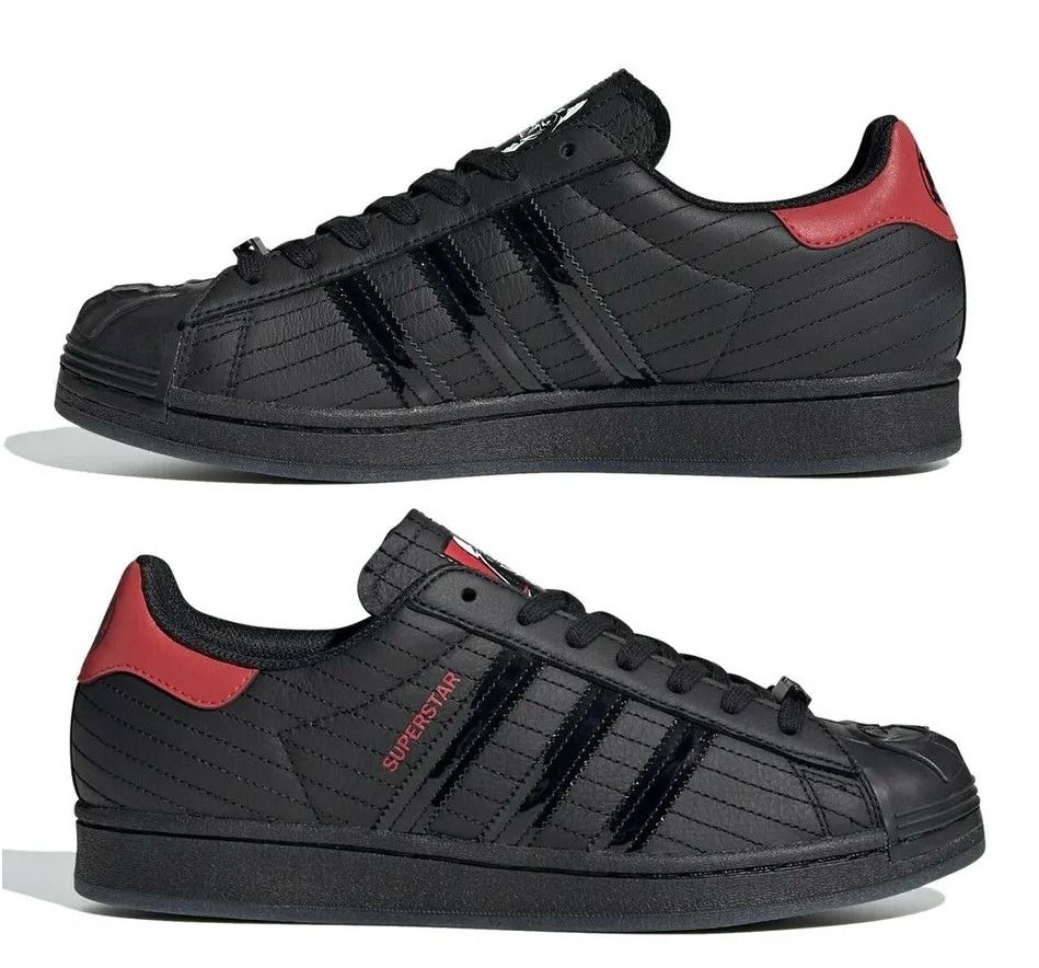 Adidas Superstar X Darth Vader (Star Wars) BNIB (Category: Sneakers) located in Singapore. Submitted by sgshop4u (Listing ID 1439677913, Image 2). Description: Collector's Item. Direct from Adidas Official Store SG. Superstar Series. Limited Edition Star Wars Collection. Brand New. Unused. Kept as collectible. Size: US8 / UK7.5 / EU 41 Actual length of inner sole is 265 mm. Please compare this to yours to make sure it’s correct as NO TRYING allow