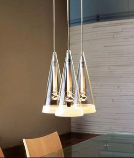 2 units of Flos Fuscia 3 lighting, conical glass suspension ceiling pendant lights