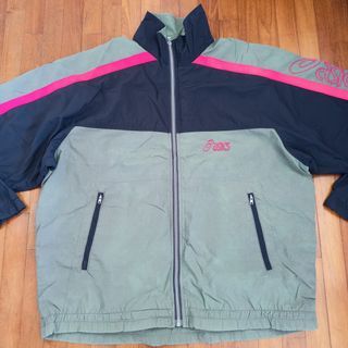🇯🇵 Vintage 80-90’s Asics track Jacket Sz L windbreaker Japan onitsuka tiger