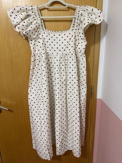 H&M Polka Dot Square Neck Puff Sleeve Dress XL