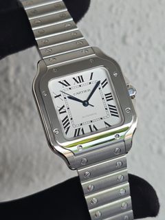 [8 YRS WARRANTY!] AUG 2023 CARTIER SANTOS MEDIUM NO DATE WSSA0029 WSSA 0029 SILVER DIAL 4075 