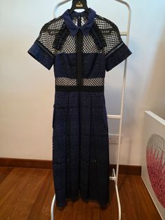Self-Portrait Navy Lace Midi Dress UK 6 US 2