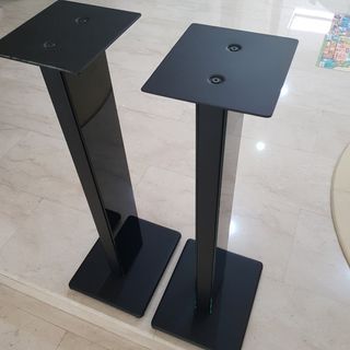 Black Speaker Stands with Glass Sides